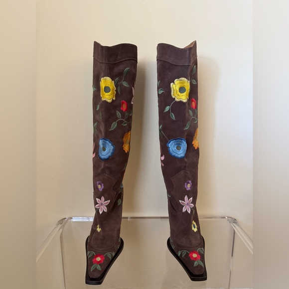 Total x Guizio Eternal Meadows Boots Floral Suede Brown 38 - Picture 3 of 15